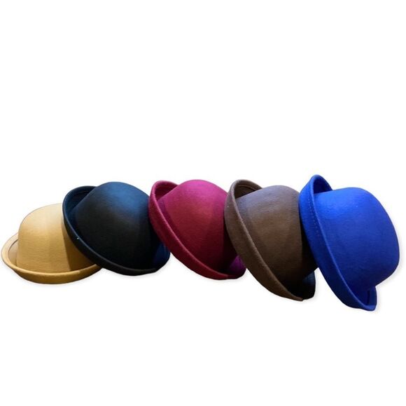 Black Stiff Brim Trendy Bowler Bucket Hat NEW - Picture 3 of 4